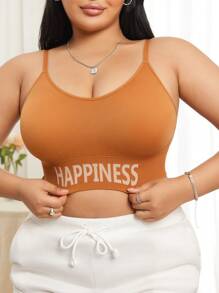 SHEIN 大码女式字母图案无缝内裤 - 棕色 - 查看 3