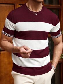 Manfinity CityGents 男士条纹圆领短袖休闲针织上衣（夏季款）