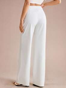 SHEIN Tall Pantalones casuales de cintura alta y pierna ancha unicolor