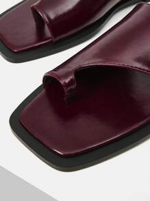 MOTF PREMIUM SQUARE TOE SLIP ON FLAT SANDALS FOR CHRISTMAS - Burgundy - View 6