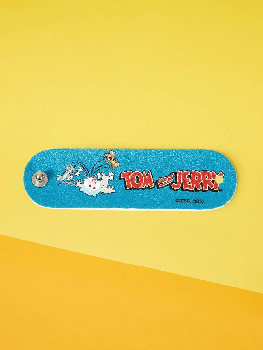 TOM & JERRY X SHEIN Navy Blue Cartoon Pattern PU Leather Hair Storage - Multicolor - View 1