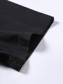 Manfinity Mode Camisa de hombre de unicolor, hombros regulares, de un solo pecho, de manga corta sencilla (Corte desordenado impreso) - Negro - Ver 6