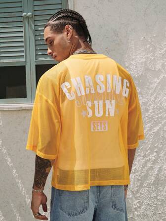 Street Life Herren lässiges, vielseitiges Kurzarm T-Shirt mit Buchstaben-Muster, Sommer