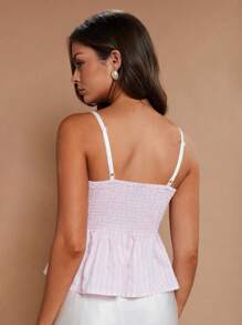 COSMINA Áo hai dây sọc hồng cho nữ có nơ trang trí - Hồng - Xem 2