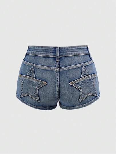 Grunge Punk Shorts di jeans super mini skinny, stile punk sexy con tasche, di taglia grande