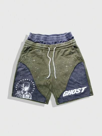 Street Life Pantaloncini casual estivi da uomo con coulisse e design a blocchi di colore