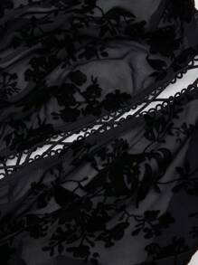 SHEIN Galaire 加大码性感透明索环系带七分裤，适合派对、音乐节、狂欢派对 - 黑色 - 查看 7