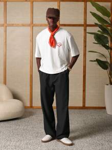 SUMWON Straight Fit Tailored Dress Pants Wide Leg Classic Business Professional Office Formal Wear Pleated Front Linen Look All Season Trousers