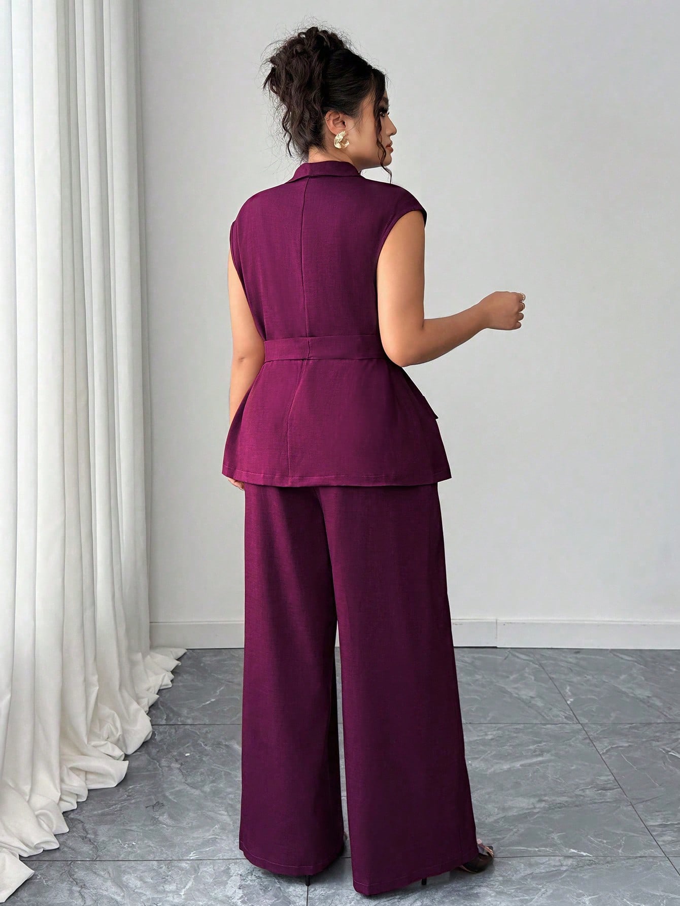 Elenzga مجموعة بدلة نسائية أنيقة وأنيقة ذات ياقة غ...