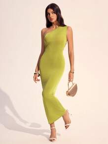 SHEIN Tall Elegant Vacation Sexy Slit Backless Ruched Green Maxi Dress With Tie, Suitable For Valentine's Day, Wedding Season, St. Patrick's Day, Spring/Summer,Pastel Dresses For Women Concert Rave Outfit Women