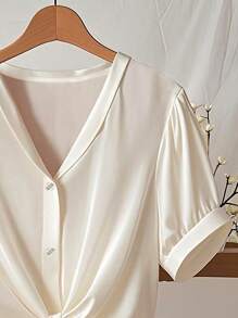 Franclia 女士休闲纯色短袖衬衫