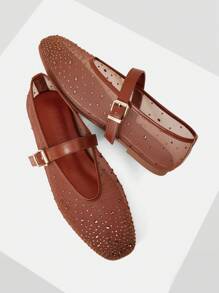 MOTF PREMIUM RHINESTONE DETAIL PU LEATHER FLATS FOR CHRISTMAS - Brown - View 4