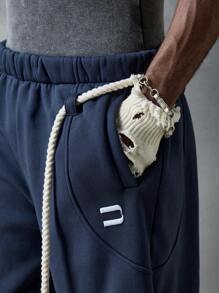NEON BLANC Men's Street Style Knit Letters Embroidery Jogger Sweatpants, Streetwear-Inspired