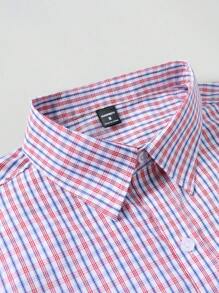 Manfinity Mode Men's Plaid Single-Breasted Casual/Commute Long Sleeve Shirt, Fall - Multicolor - View 4