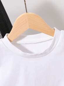 Young Boy Casual Digital Graphic Letter Print T-Shirt Set, Comfortable For Summer Youth Boy Tshirt T Shirts For Teenagers - White - View 3