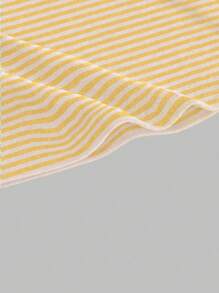 INAWLY Ruffles Decor Women's Cropped Casual Striped Tube Top - Yellow - View 3