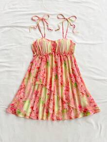 Soleia Váy mini in họa tiết dệt dây mảnh cho nữ trang phục thường ngày váy lưới đi nghỉ trang phục mùa xuân cho nữ váy hoa váy suông cho nữ - Nhiều màu - Xem 5