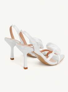 CUCCOO CHICEST Women's Rose Flower Strappy Pointed Toe High Heel Sandals - Elegant, Romantic, Sexy, White Satin, Formal Dress, Wedding, Bridesmaid, Afternoon Tea, Date, Fashion Party, Wedding Season, Resort Style