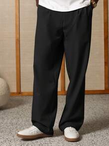 SUMWON Straight Fit Tailored Dress Pants Wide Leg Classic Business Professional Office Formal Wear Pleated Front Linen Look All Season Trousers