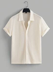 Manfinity RelaxMax Ensemble chemise à manches courtes et short à cordon de serrage en maille respirante pour homme d'été