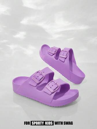 JNSQ 儿童夏季紫色 EVA 拖鞋，轻便舒适，防滑，适合室内外穿着，男孩女孩均可