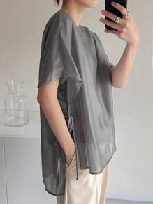 FRIFUL Blusa holgada con mangas de murciélago, blusa informal de verano para uso profesional