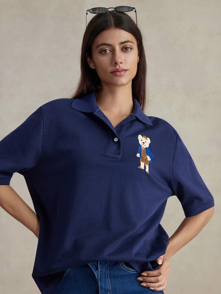 Briarwyn Women's Casual Solid Color Knit Polo Collar Loose Short Sleeve T-Shirt,Fall Clothes,Homecoming,Old Money Style Women,Winter Clothes Women