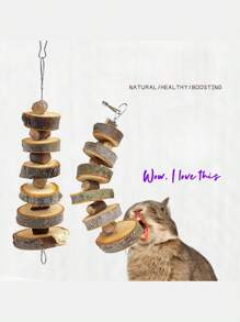 Small Animal Chews Toy, Natural Apple Wood Block Cage Hanging Molars Treats Snack For Hamsters Rabbits Bunny Bird Parrots Chinchilla Guinea Pig Gerbils Squirrels - Multicolor - View 1