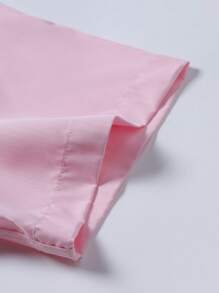 Manfinity Mode 男士纯色单排扣休闲办公室短袖衬衫，夏季 - 粉色 - 查看 6