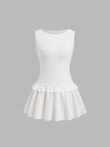 Sweetra Robe fleurie sans manches jacquard pour le trajet