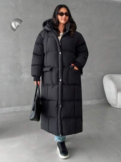 EURMUSE Women's Snow Luxe Belted Puff Coat Quilted Maxi Winter Coat, Casual, Elegant, Chic, Long
