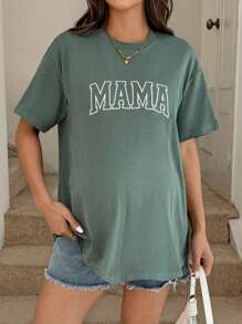 SHEIN Nursing Crew Neck Dolman Sleeve Letter Print Casual Summer Top Vacation Outfits Graphic Tees