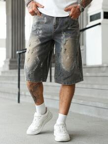 Manfinity Roughcore Shorts bermudas casuales diarios de hombre con botones y de mezclilla - Multicolor - Ver 4