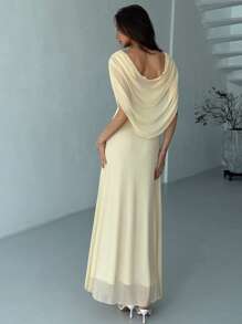 Aloruh Women Solid Color Midi Dress, Fashionable For Summer,Bodycon Dress - Apricot - View 3