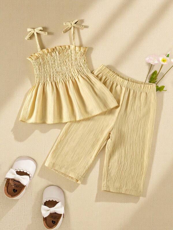 Souflis Souflis Baby Girl Woven Tank Top & Elastic Waist Pants Set