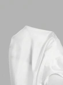 SHEIN MOD 泡泡袖蕾丝拼布腰带浪漫连衣裙 - 白色 - 查看 7