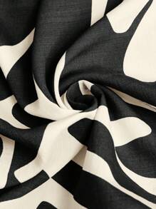 Travachic 2 件套热带花卉印花加大码和服开衫和短裤休闲夏季沙滩装女士 - 黑色 - 查看 7