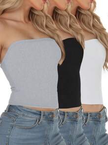 INAWLY Áo ống gợi cảm màu trơn cho nữ, quần áo Y2k - Nhiều màu - Xem 1