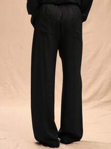 Musero 男士超大款亚麻裤，仅限春夏假期和复活节 - 黑色 - 查看 4