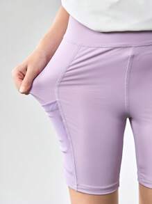 JNSQ Shorts ajustés pour sports de plein air pour préadolescentes, retour à l'école'} {'translate_fr':'Shorts de yoga ajustés à imprimé drôle tout-sur pour préadolescentes, sports de plein air
