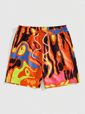 Street Life Pantalones cortos anchos de mujer con estampado integral, cordón y bolsillos