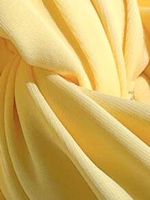 Swim Basics Women's Solid Color Twist Front Bandeau Bikini Top, Summer Beach - Beige - View 6