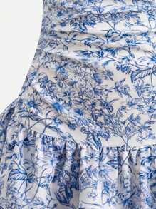 Tween Girls Loose Casual Stripe Strap Side Ruffle Hem A-Line Dress