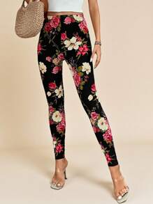 SHEIN Clasi Floral Print High Waist Leggings