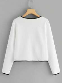 Ellevyn Contrast Trim Zip Detail Coat - White - View 3