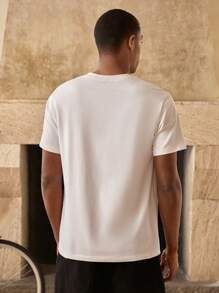 Manfinity VCAY Summer Fashion Urban Chic Silver Foil Design Men T-Shirt - White - View 7