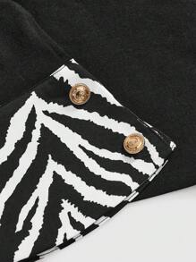 ROMWE J-Fashion Y2K 复古辣妹涩谷辣妹性感斑马条纹挂脖露肩拼接链条装饰女式T恤