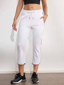 Activina Women Contrast Trim Casual Sports Pants