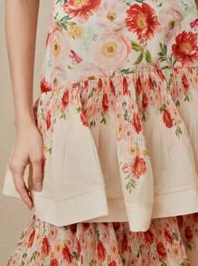 Anewsta Minifalda de alta calidad con estampado digital floral, sexy y exagerado de encaje, para el verano y la playa