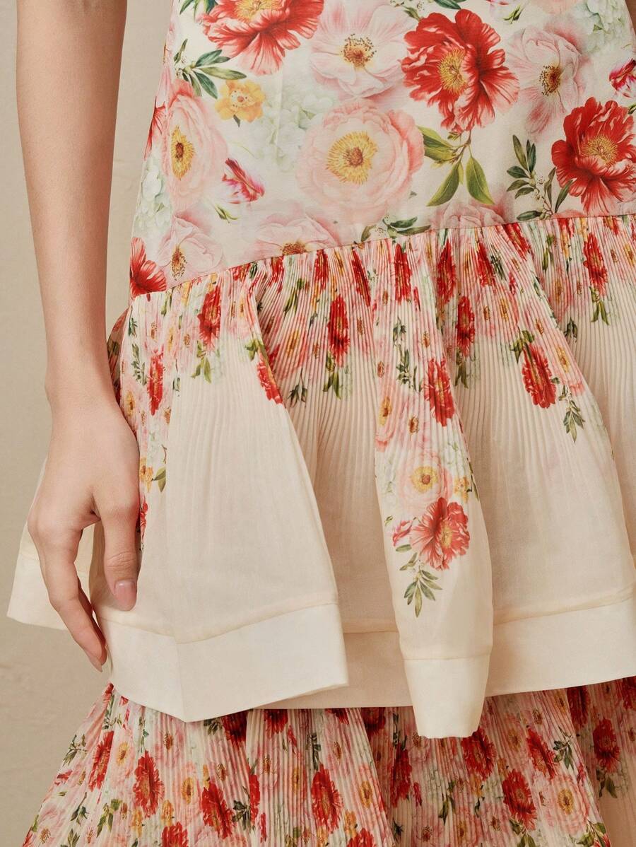 Anewsta Minifalda de alta calidad con estampado digital floral, sexy y exagerado de encaje, para el verano y la playa